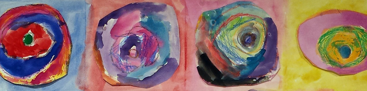 Detail from Kandinsky Circles, by Swansfield Elementary School students, from the 2016 Youth Art Month exhibit (HCAC photo)