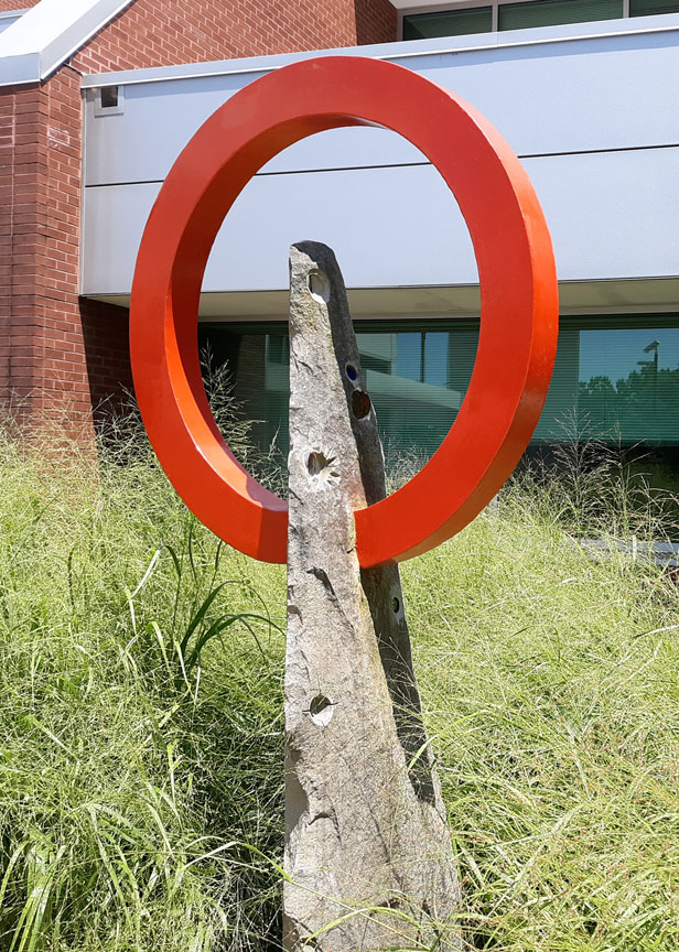 Crimson Ring by Glenn Zweygardt, installed at Howard County Government’s George Howard Building. (HCAC photo)