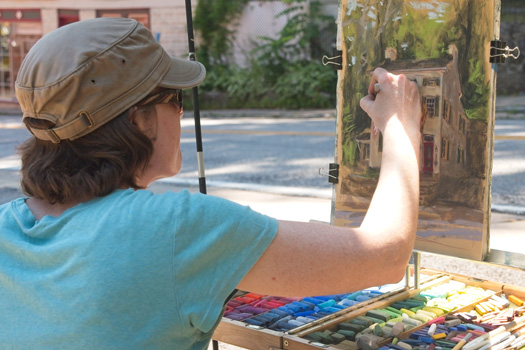 Erin Pryor Gill at work during Paint It! Ellicott City 2019 (photo by John Wisor)