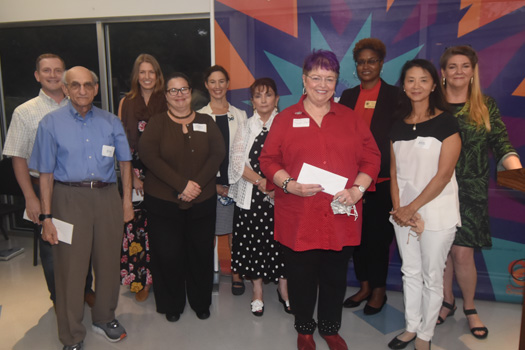 Some of HCAC’s FY22 grant recipients with Maryland State Senator Katie Fry Hester, Maryland State Delegate Jessica Feldmark, HCAC Board President Sharonlee Vogel, Howard County Deputy Chief of Staff Jennifer D. Jones, and HCAC Executive Director Coleen West (HCAC photo)