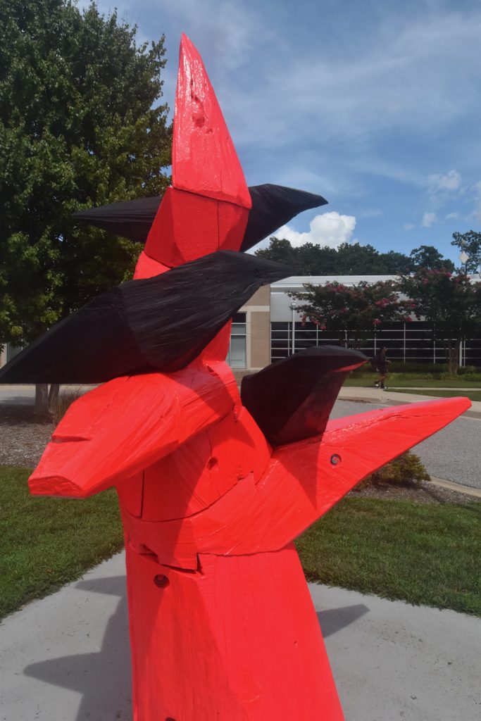 Inner Charge: Bird Tree by Marguerite de Messières and Tsvetomir Naydenov, installed at North Laurel Community Center & Park as part of ARTsites 2021 (HCAC photo)