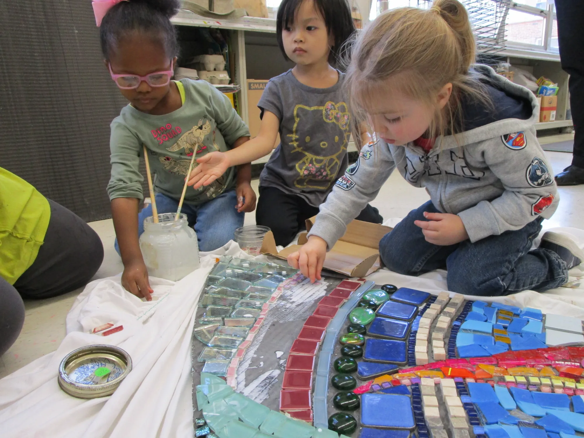 Group of kids working on an art project