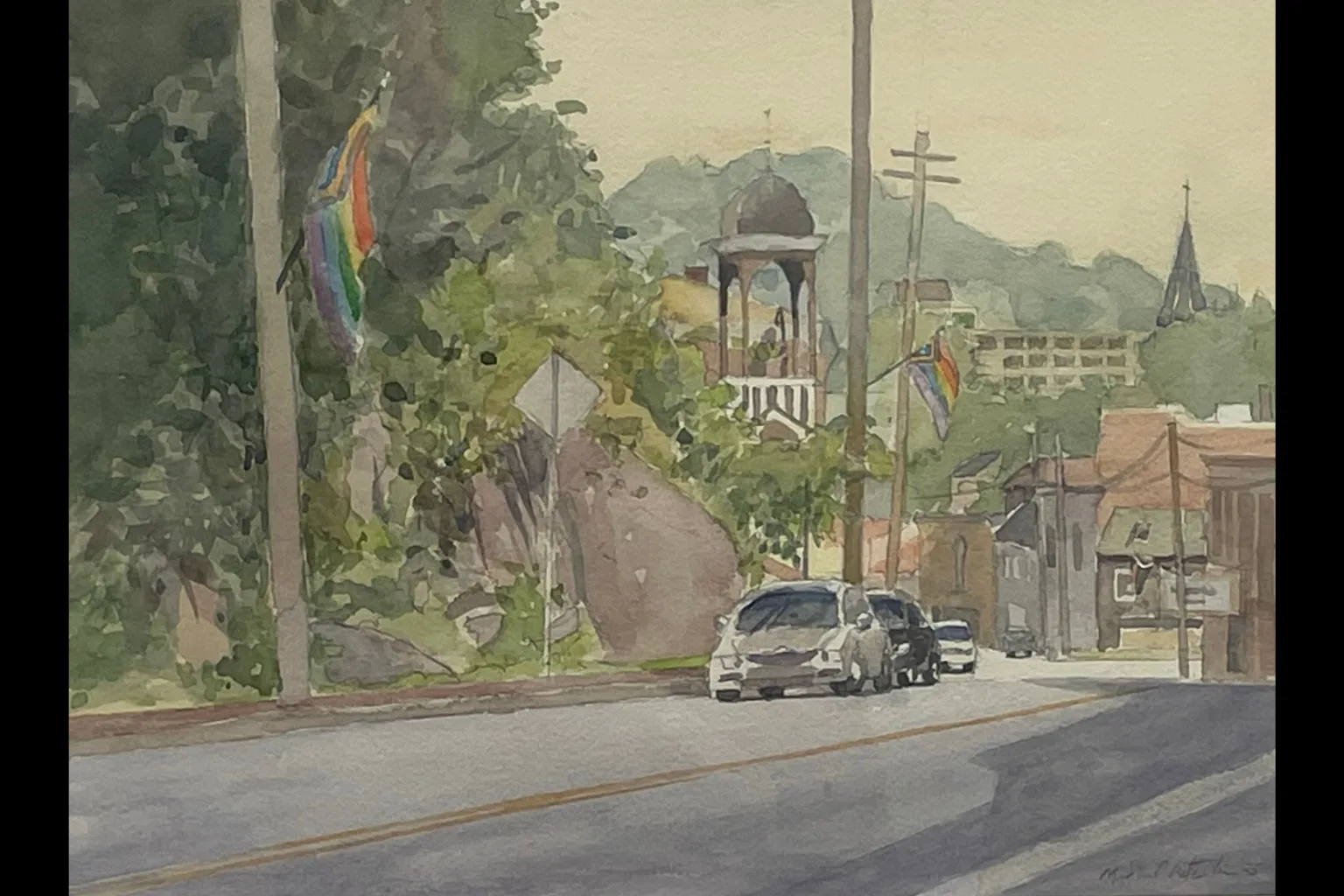 painting of a street scene